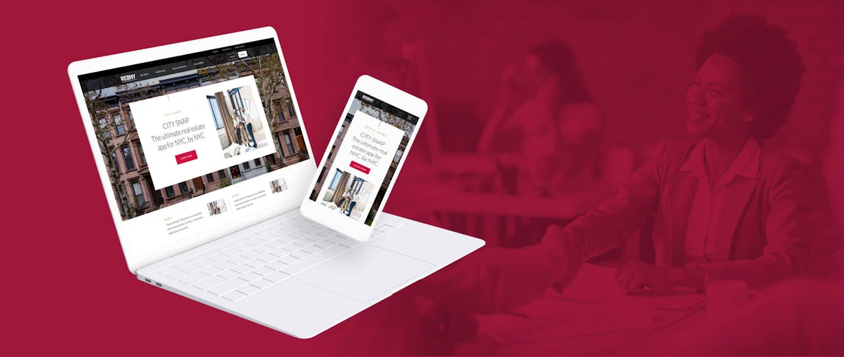 REBNY website on laptop and phone