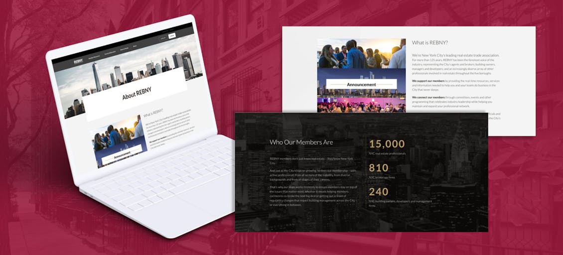 Three REBNY website screens