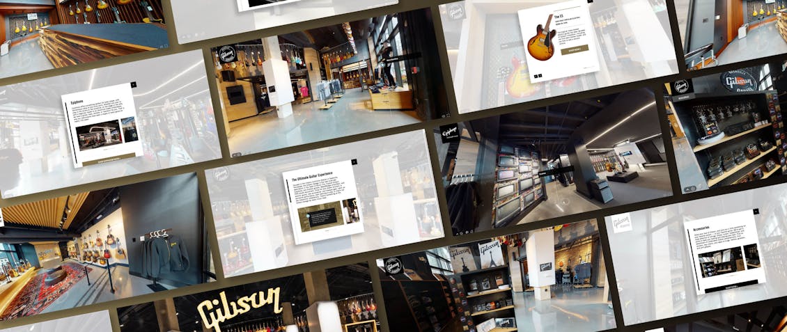 Multiple screens of Gibson storefront