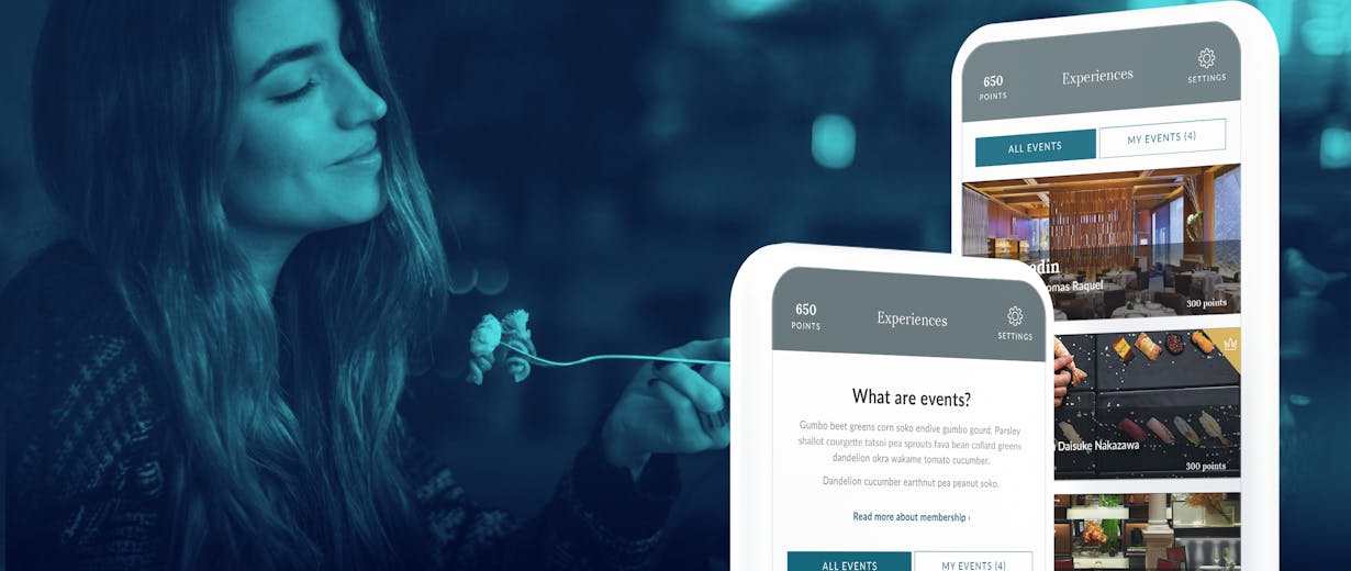 a woman eating in the background and two phones with Renzell site on it.