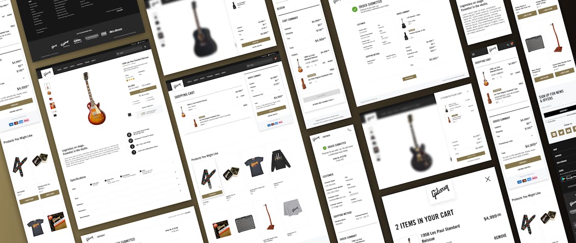 Screens of the retail experience at Gibson.com