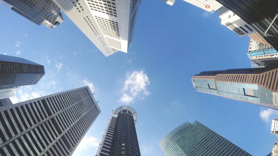 buildings seen from below