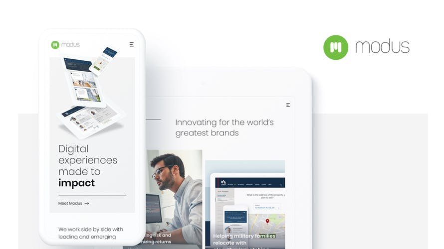 A screenshot of the Modus Website