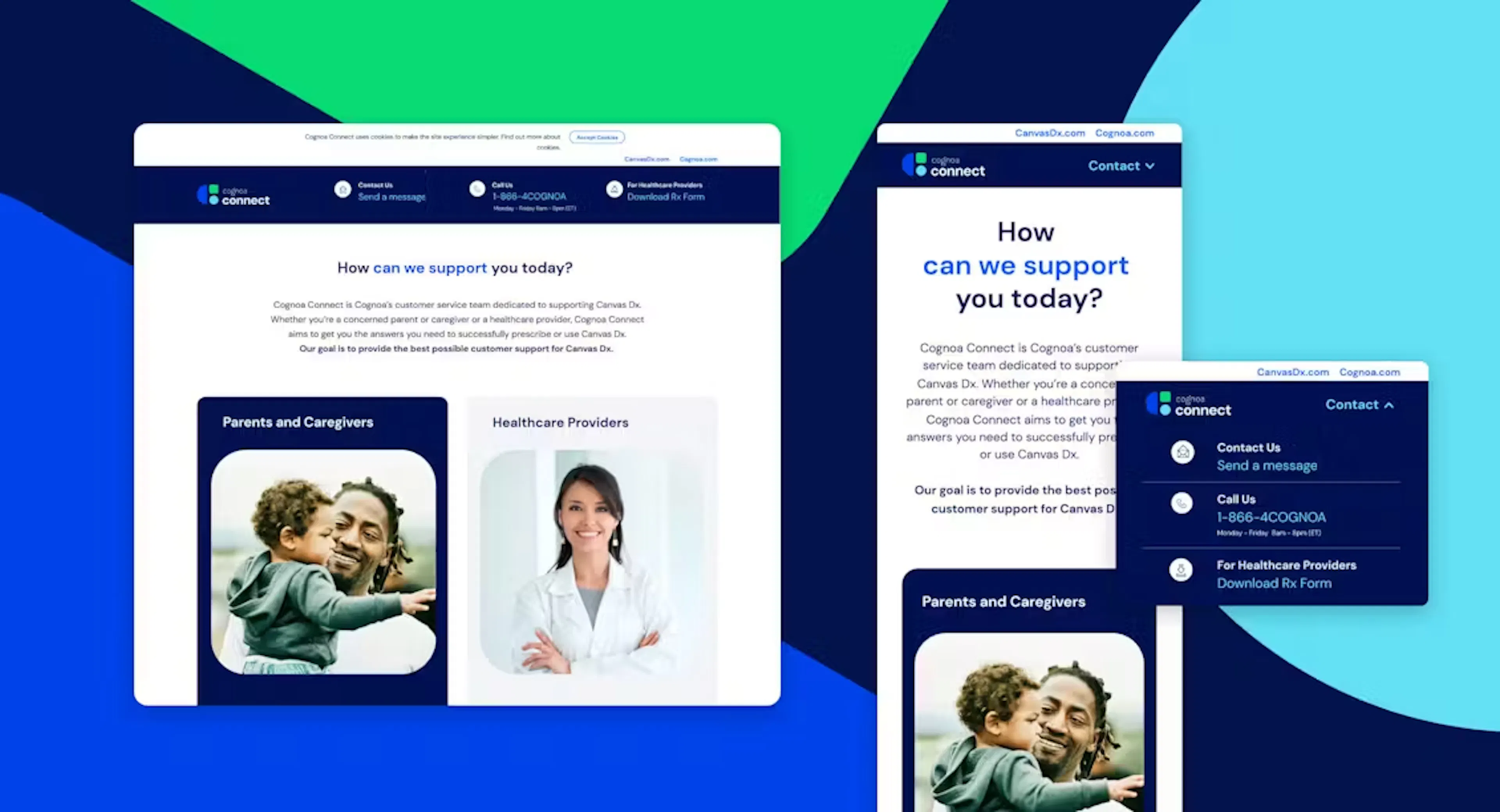 Cognoa interface on multiple screens