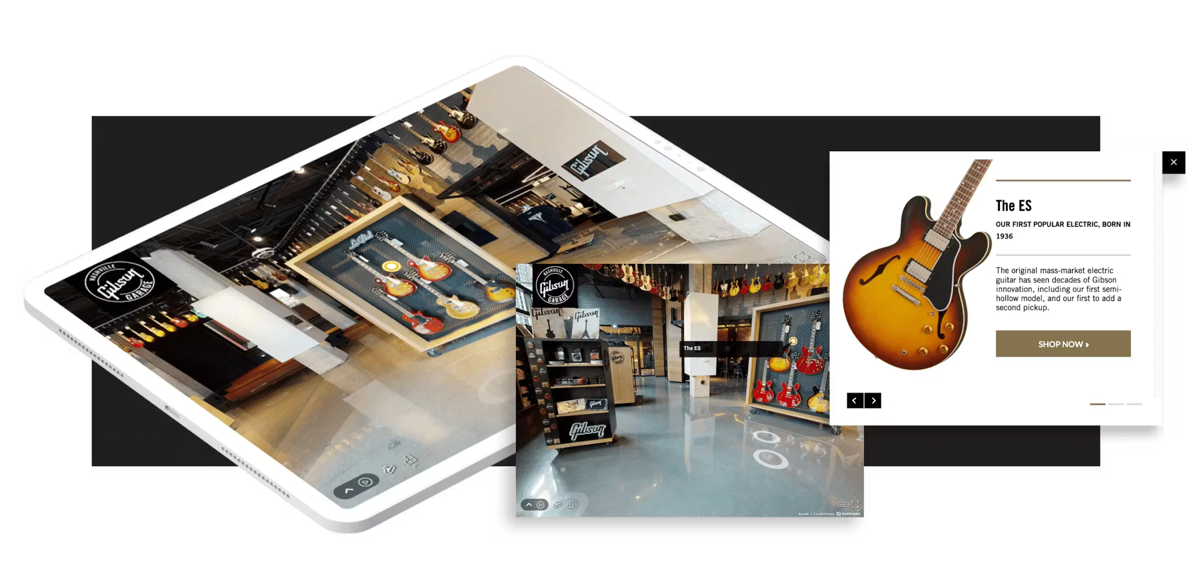 Screen with Gibson guitars and example of Es guitar