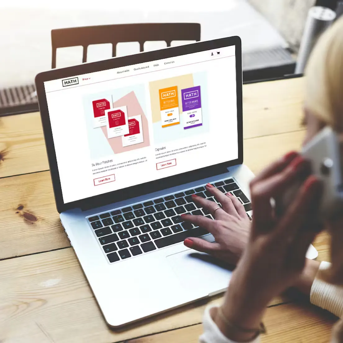 Person looking at Hath CBD site on a laptop