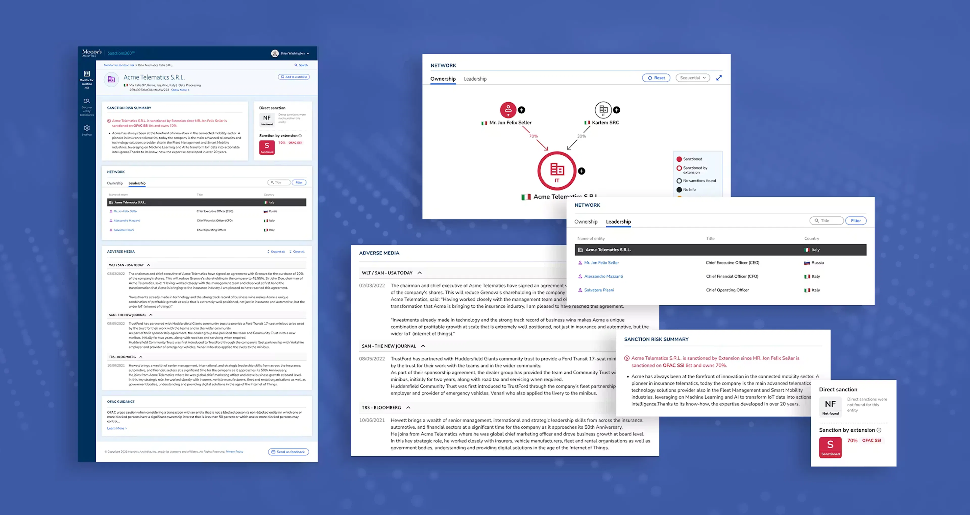 Moody's interface screens