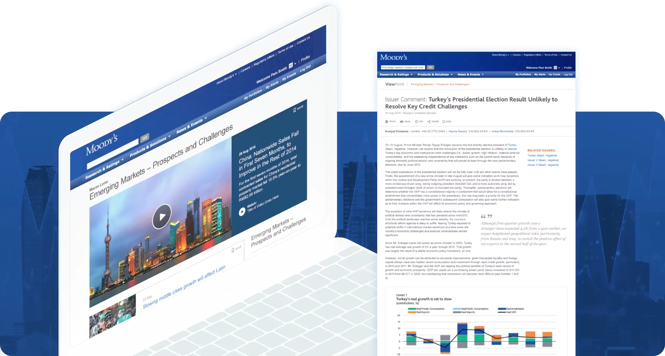 Computer with the Moody's site