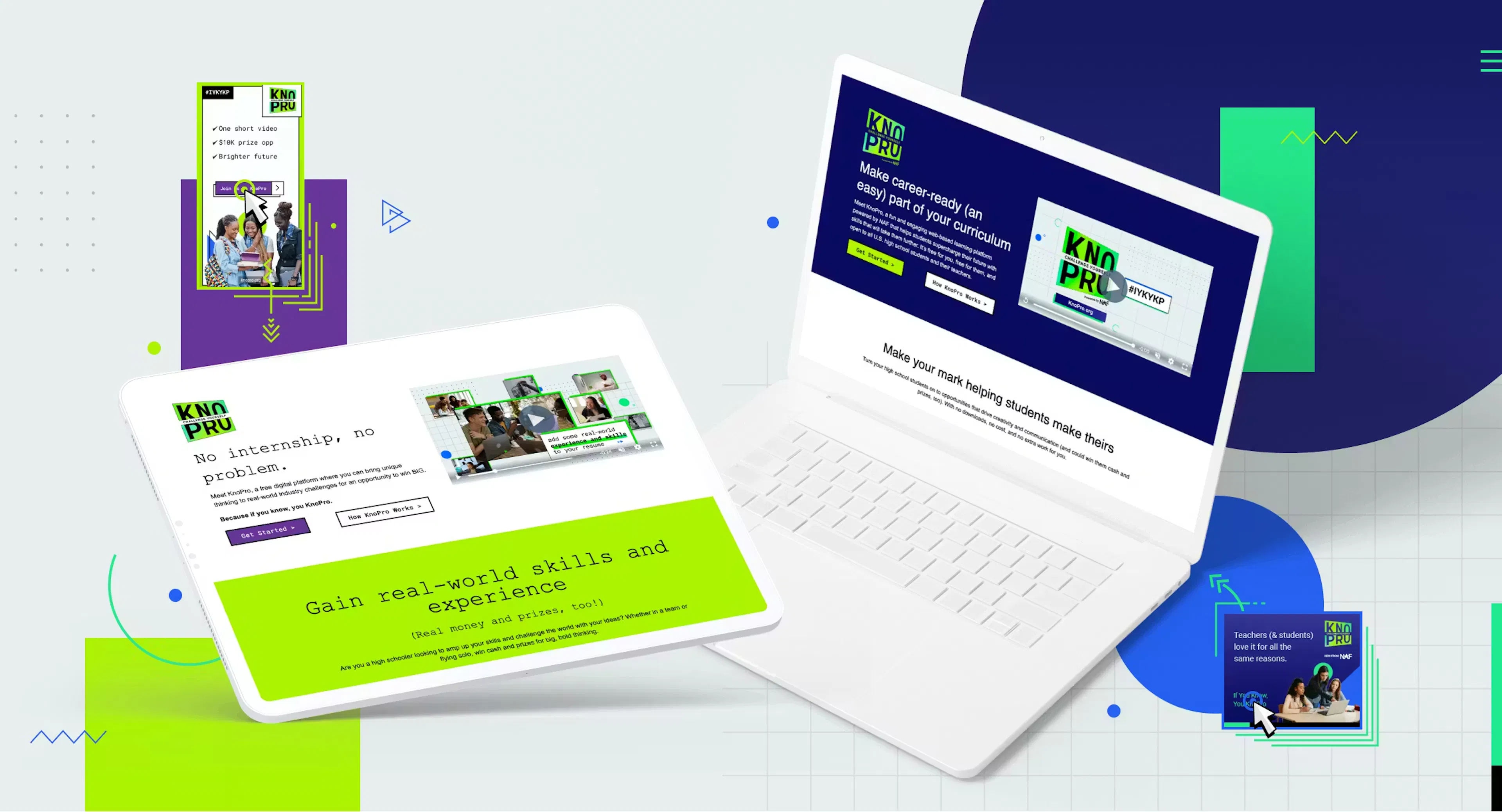 Collage of KnoPro images on devices.