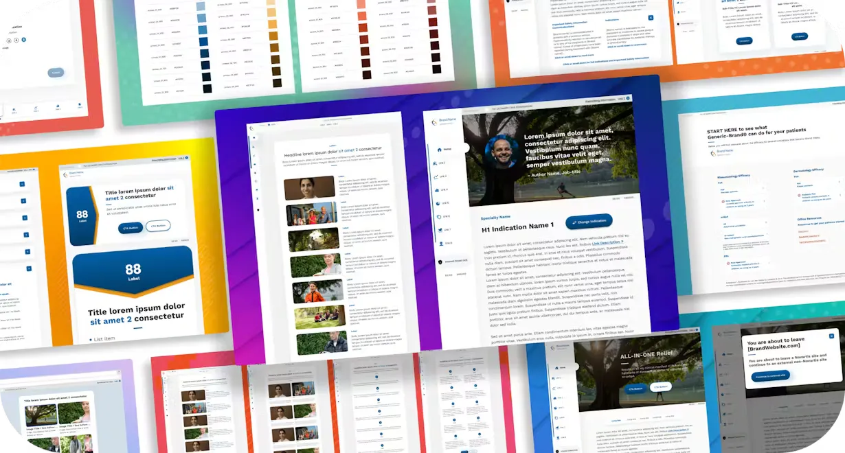 Screens of Novartis Design System