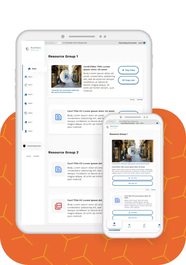 Example of Novartis website on iPhone and iPad screens