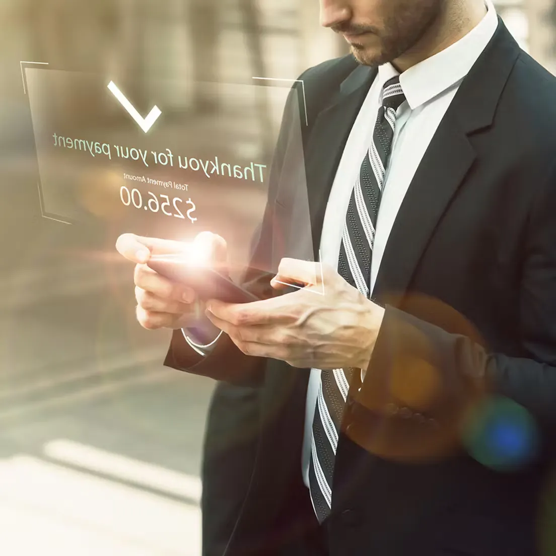 Man purchasing a product on a cellphone