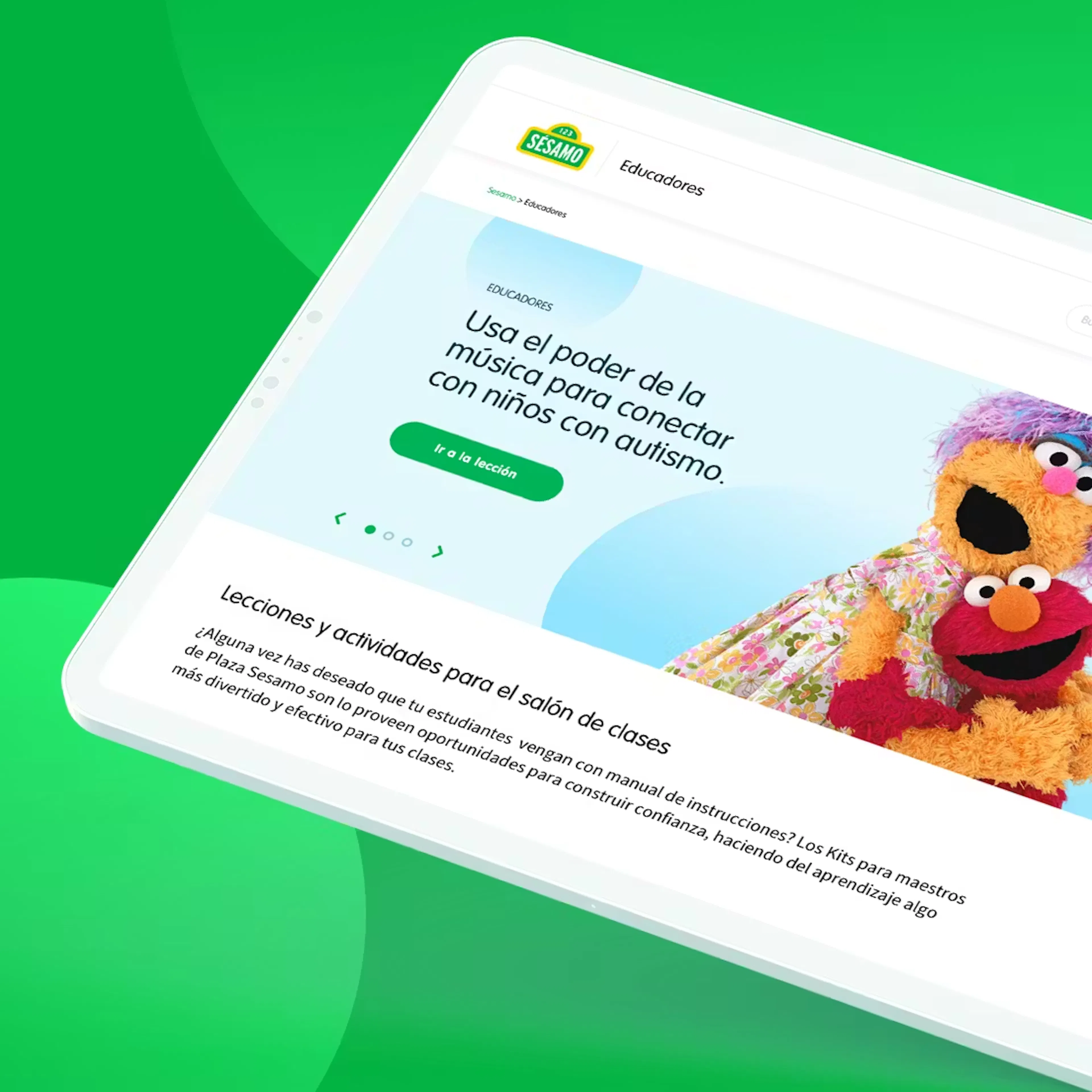 sesame site on a tablet