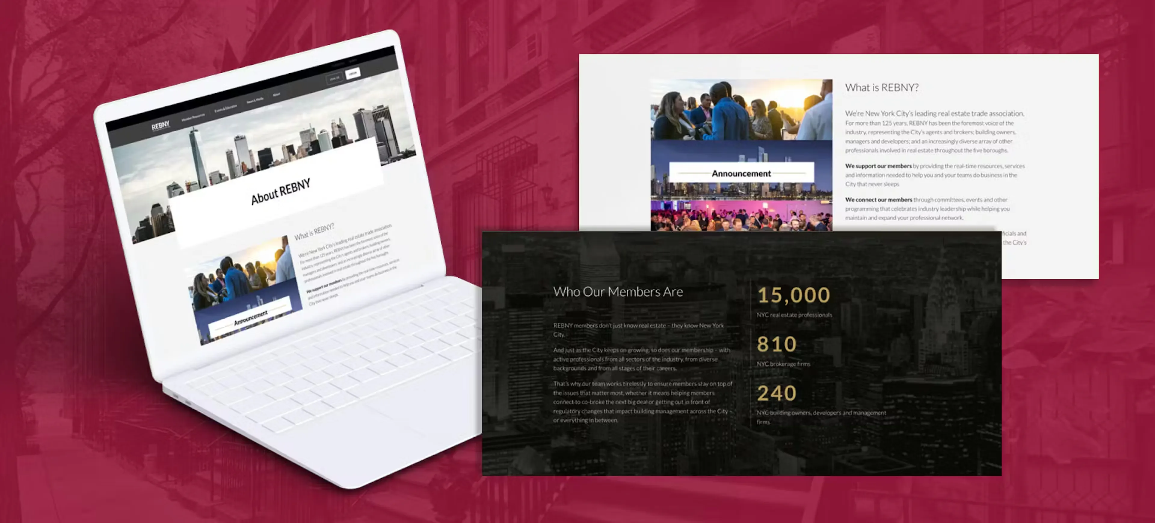 Three REBNY website screens