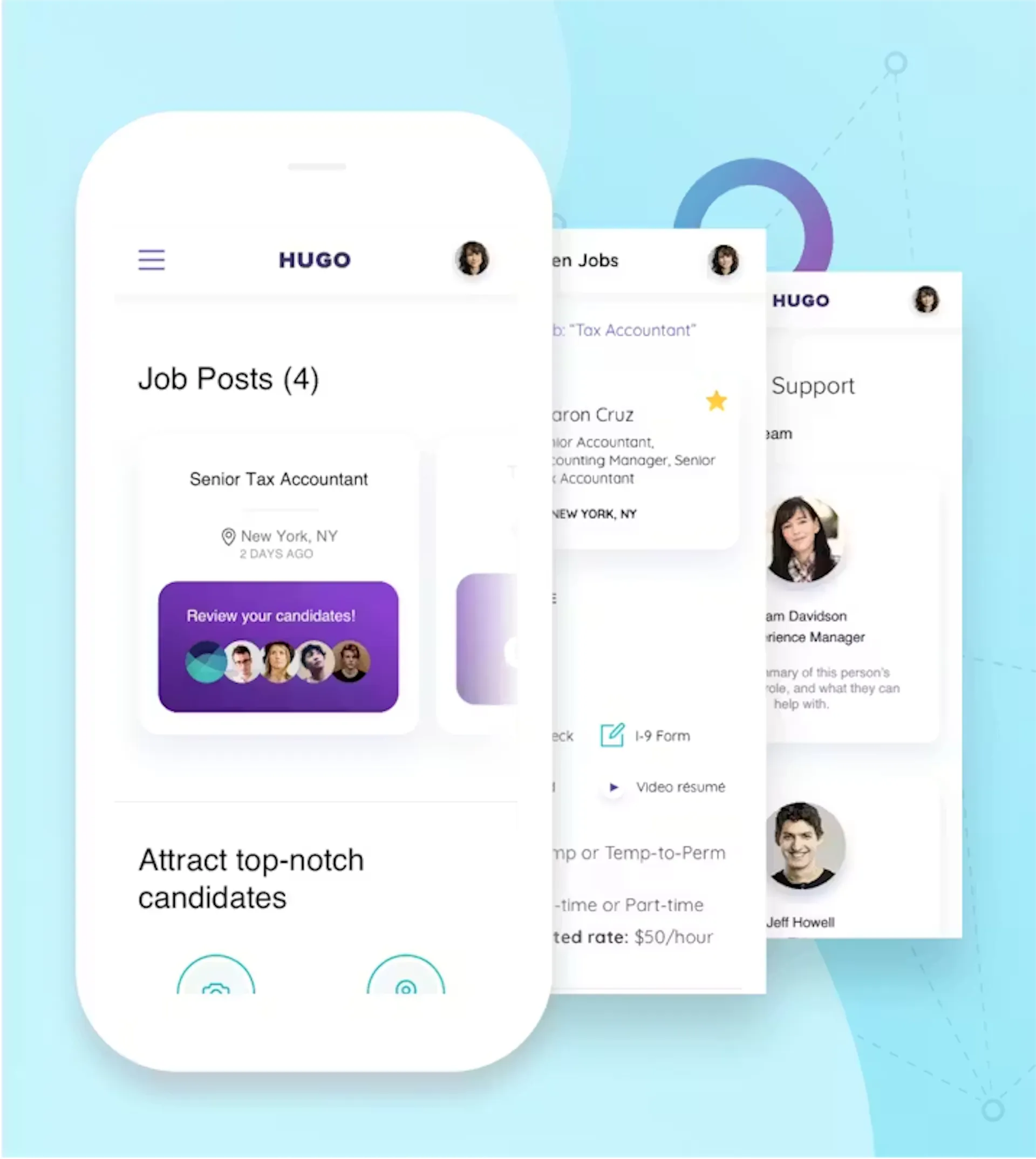 Hugo interface on a cellphone