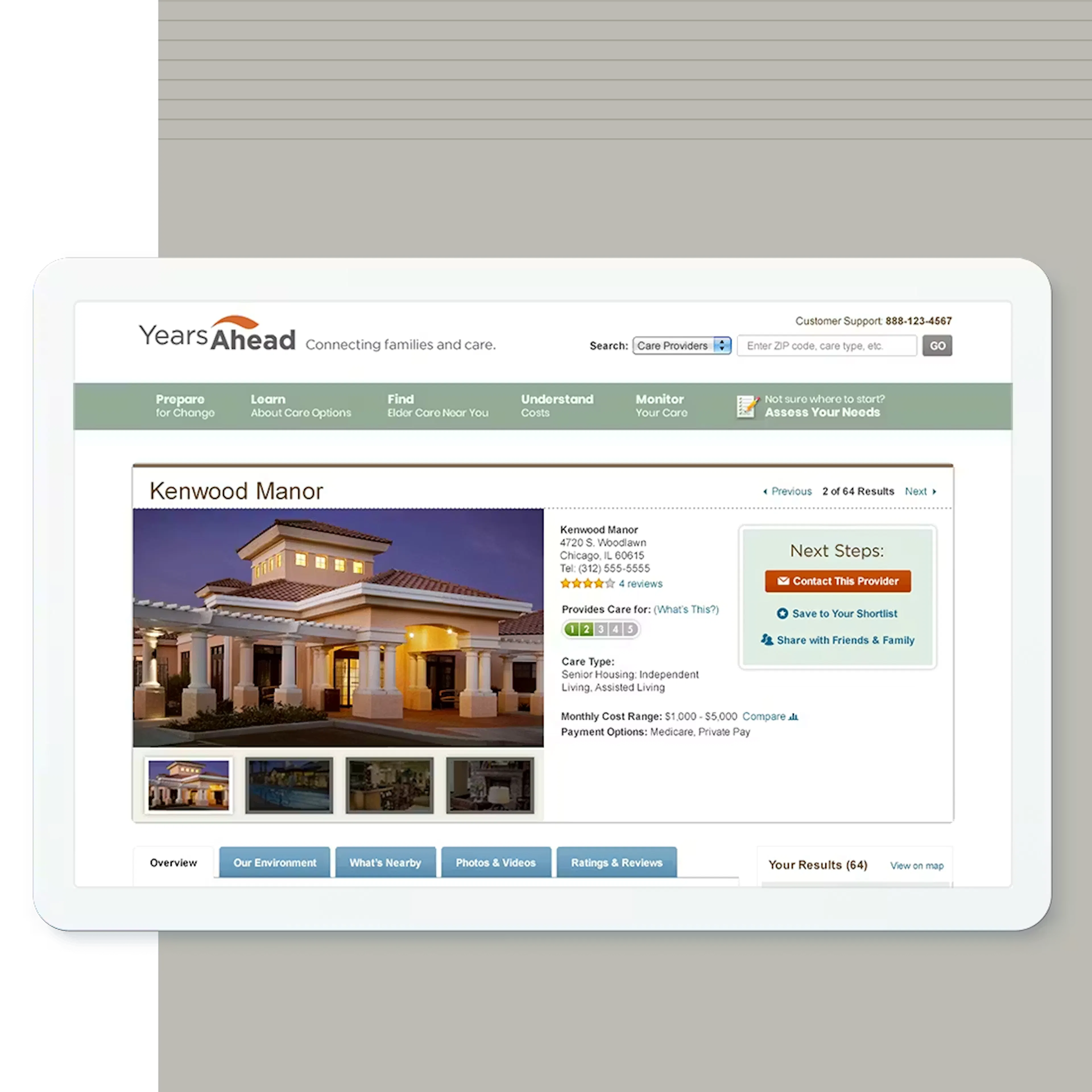 A Years Ahead screen on an ipad