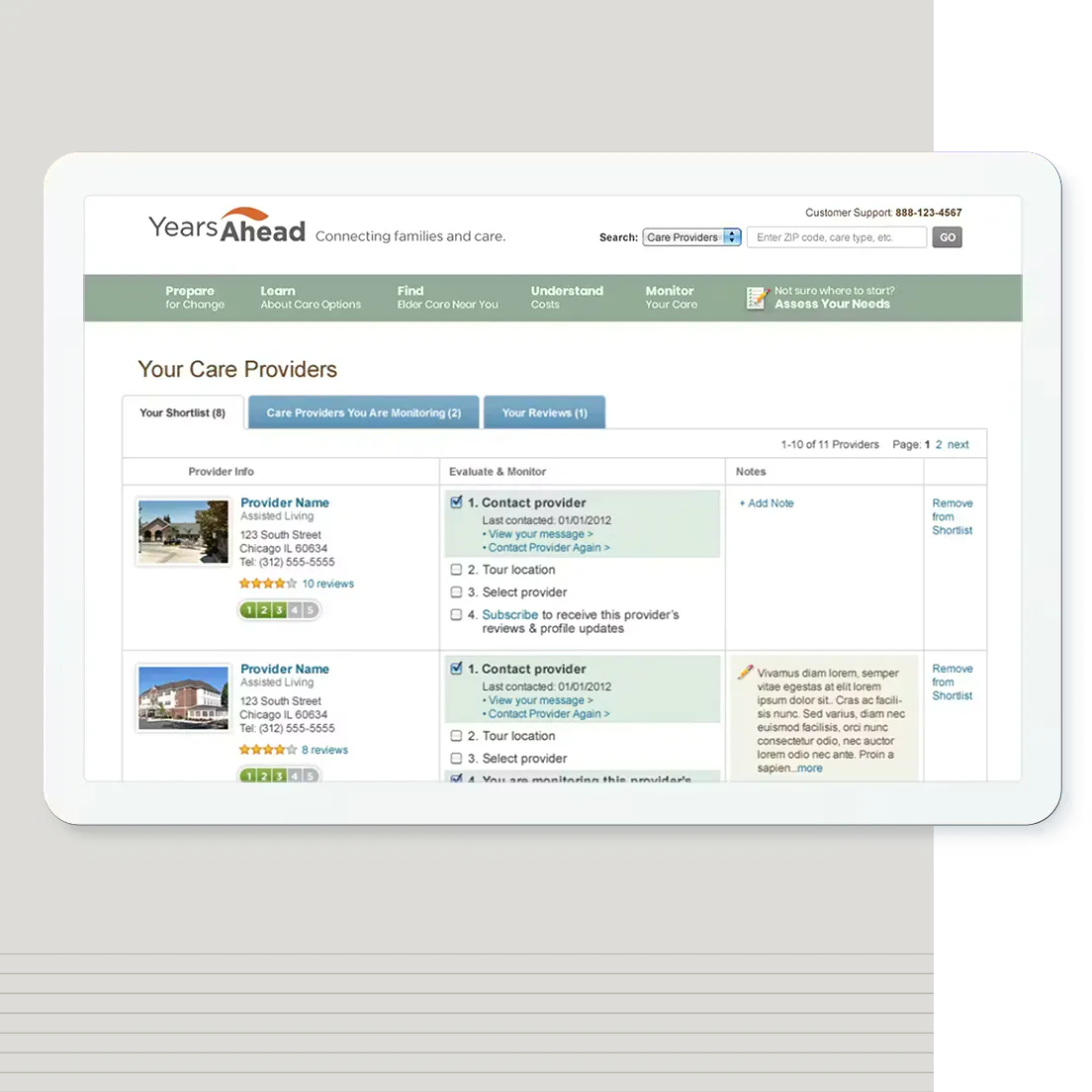 A Years Ahead screen on an ipad
