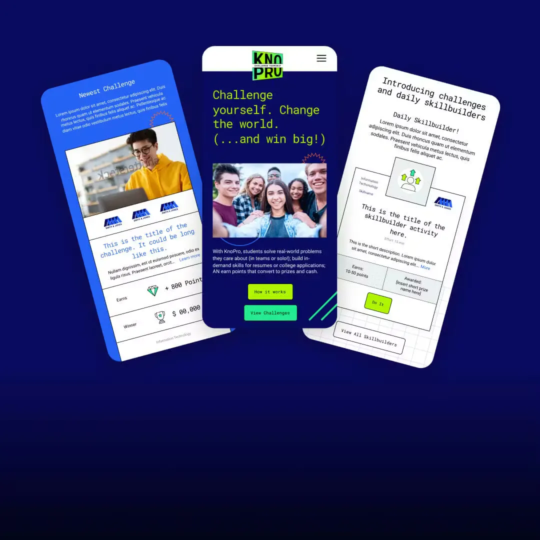 NAF KnoPro site on three phone screens