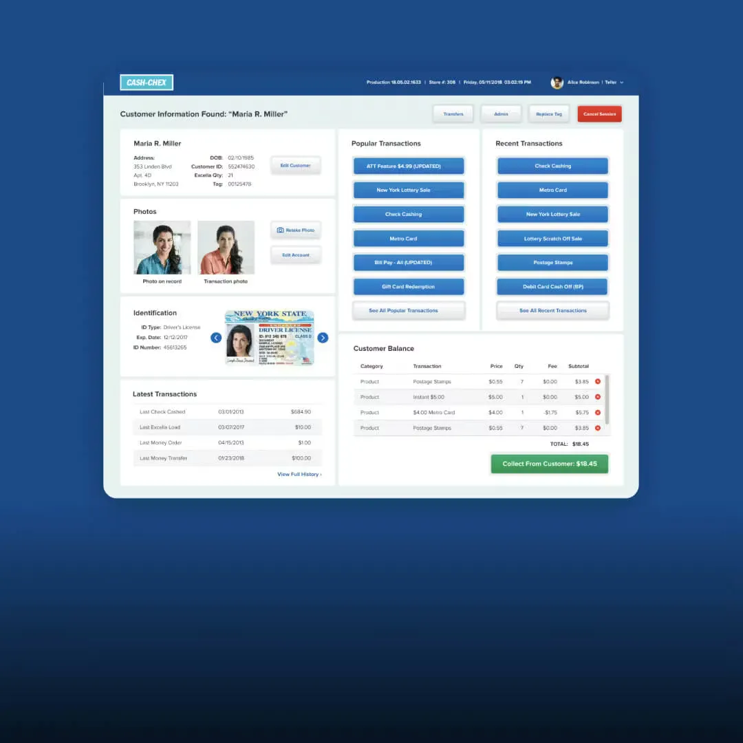 Payomatic interace on a computer screen