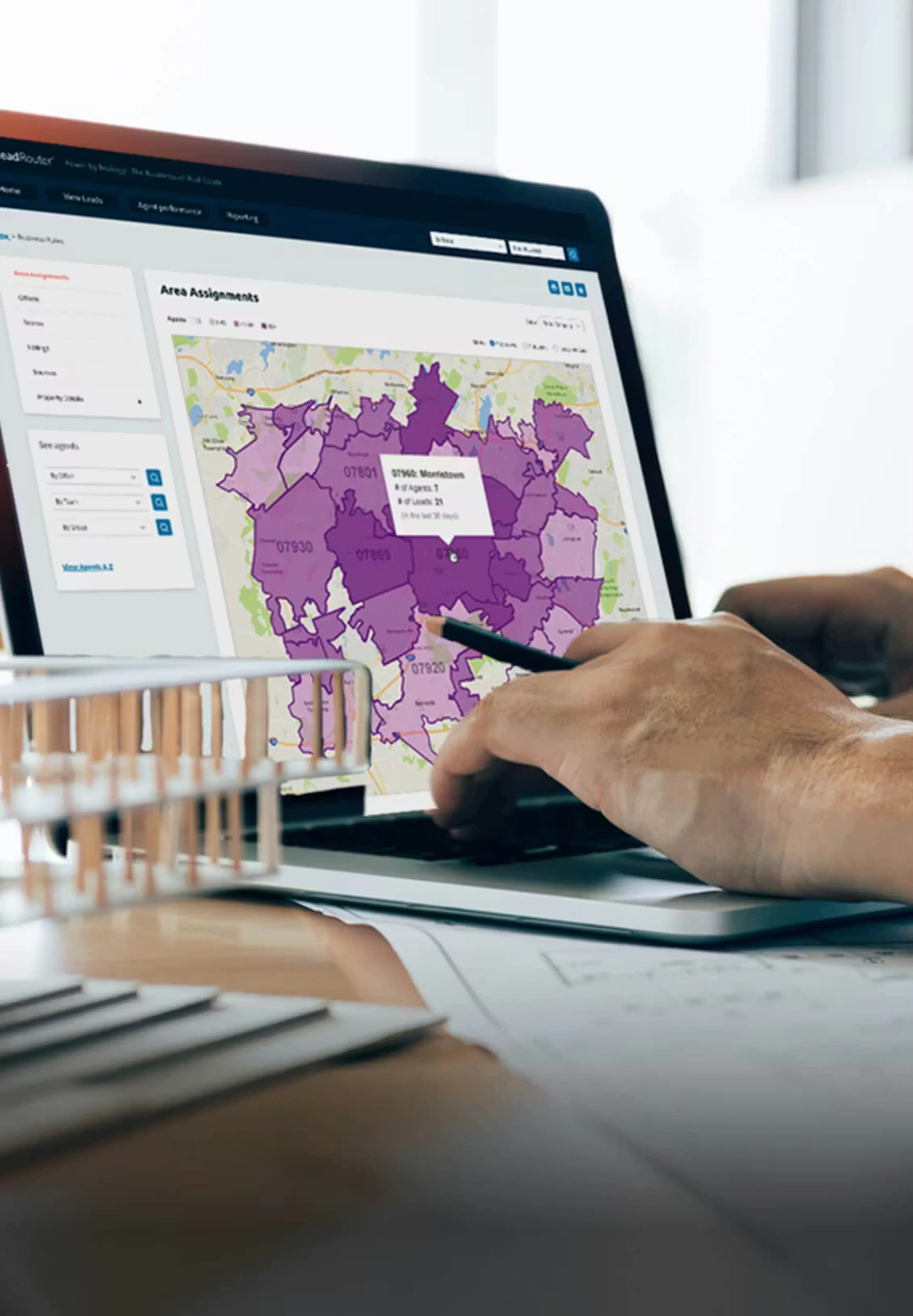 The Realogy tool an a laptop screen