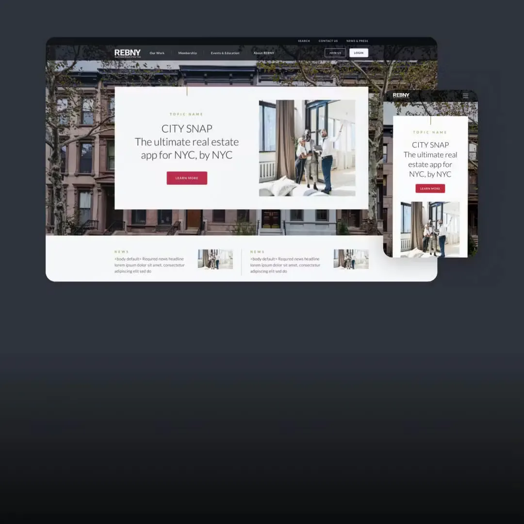 REBNY website on laptop and phone