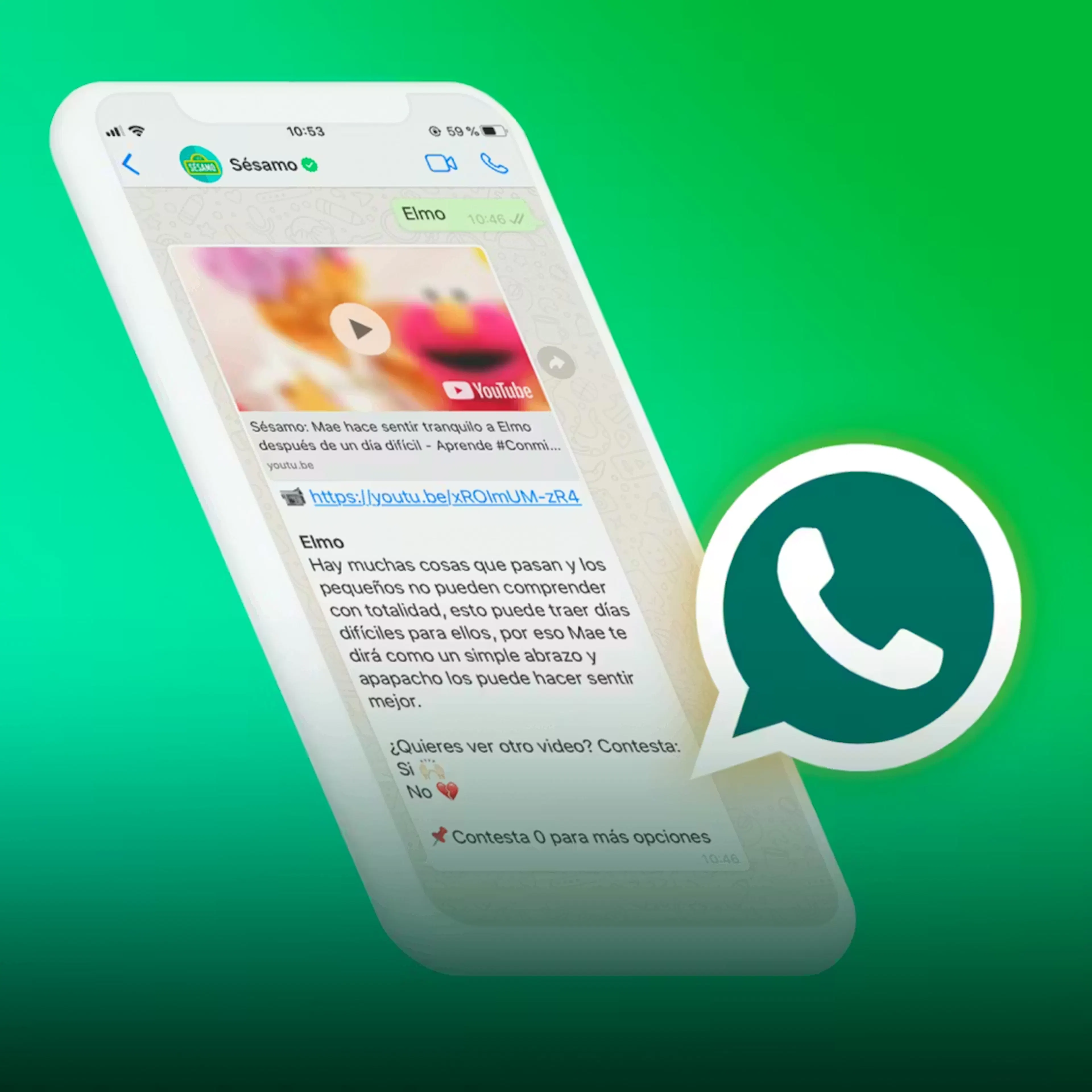 phone with the Sesame Workshop Whatsapp experience