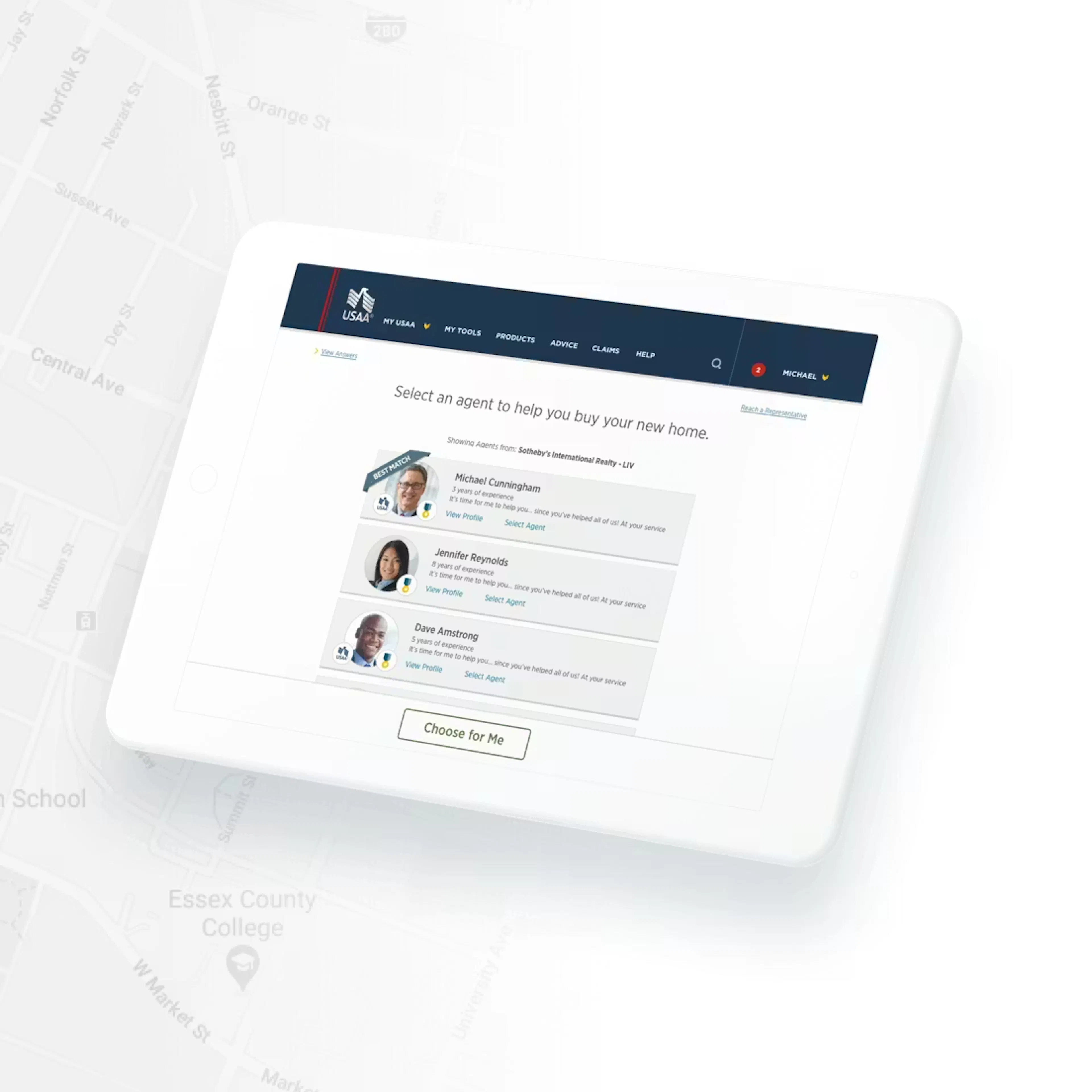 An ipad with a USAA site screen