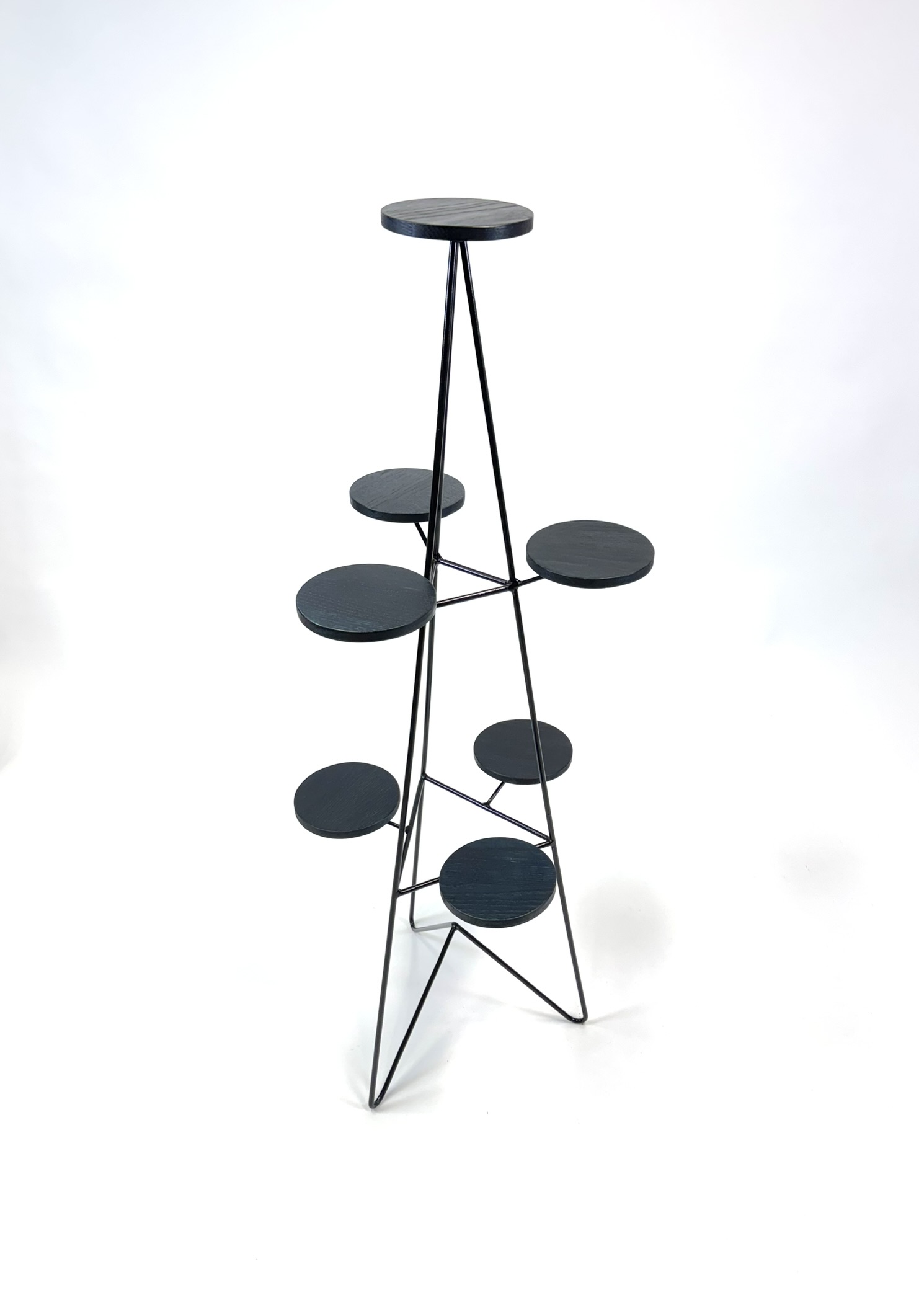 Stojan na květiny – 7 květináčů (jasan, Dark Navy) 