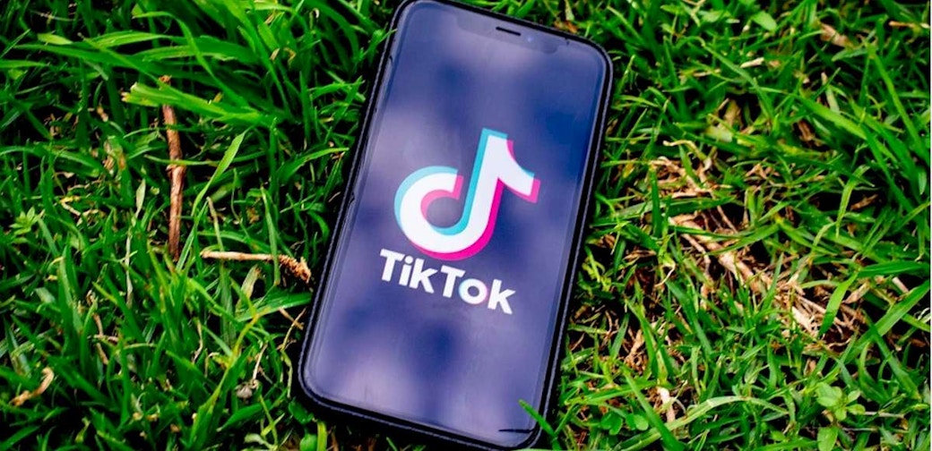 tiktok screen iphone on grass