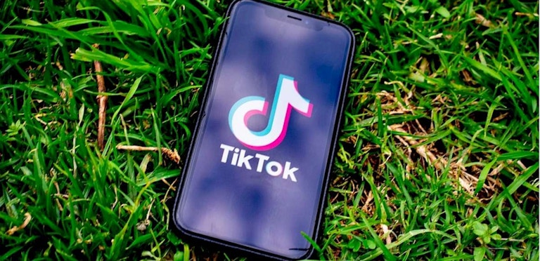 TIKTOK -Bildschirm iPhone auf Gras