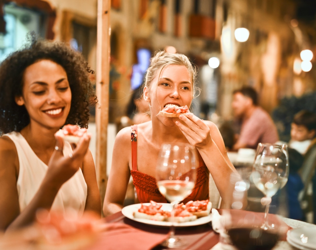 women eating at restaurant