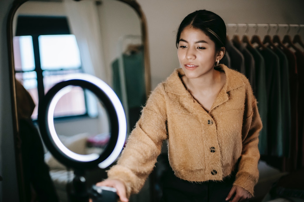 woman filming fashion video