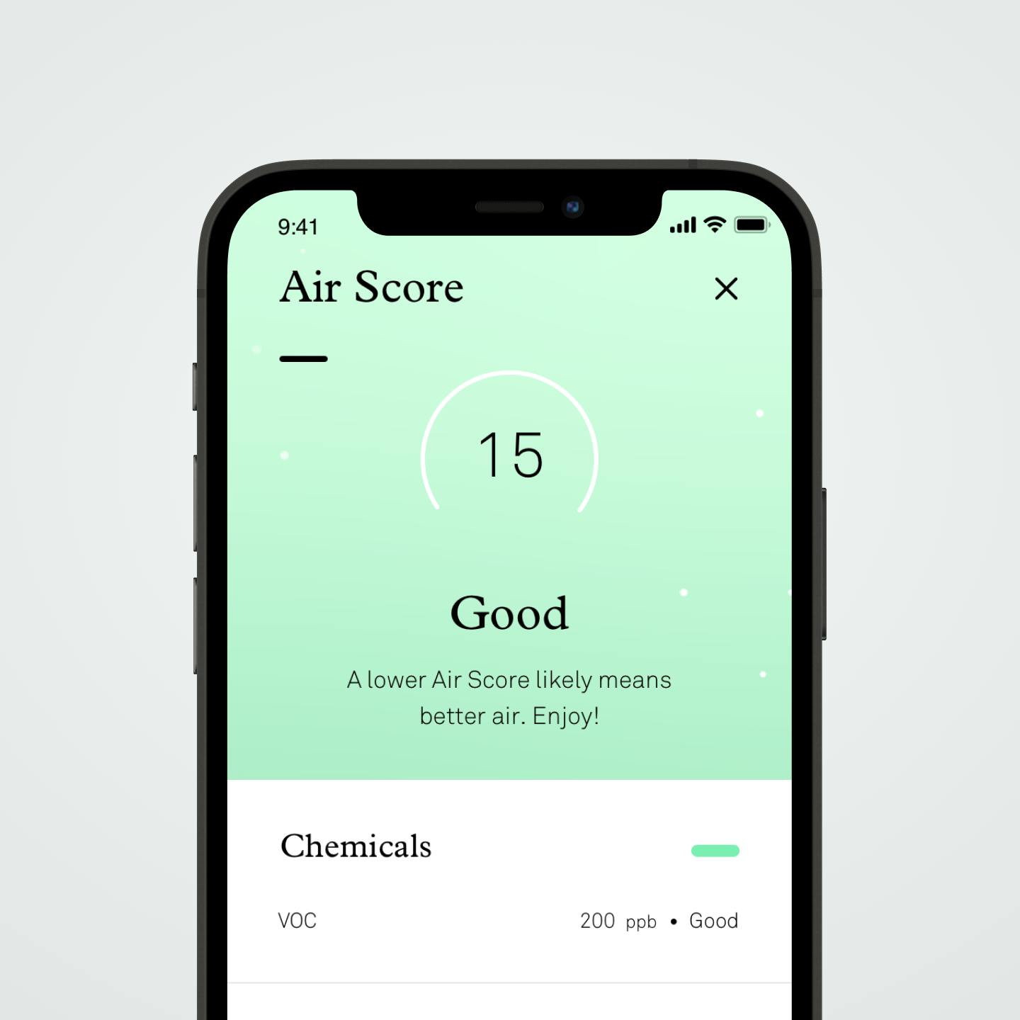 Air score on a mobile device | Molekule
