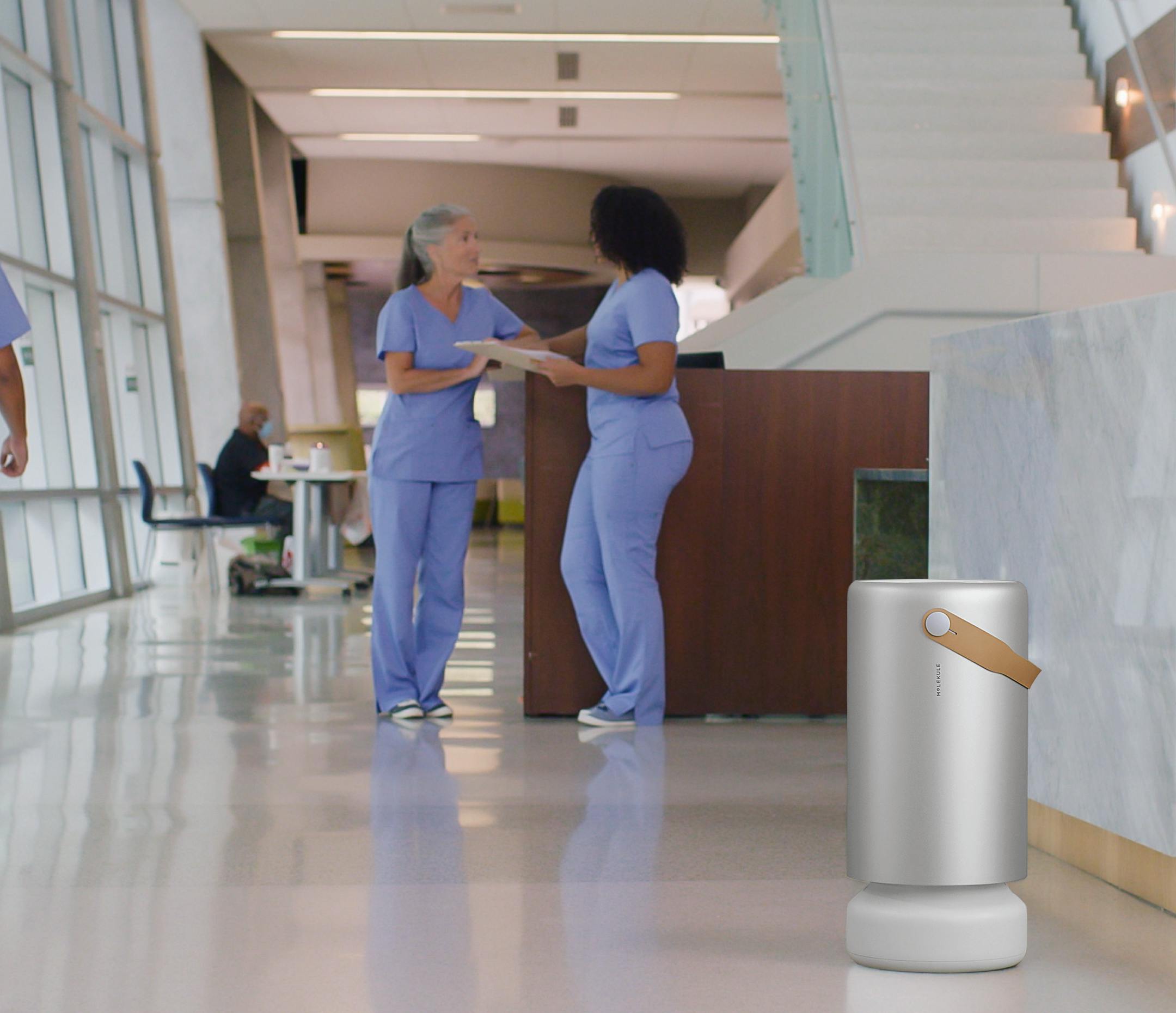 Air purifier in a hospital's hallway | Molekule
