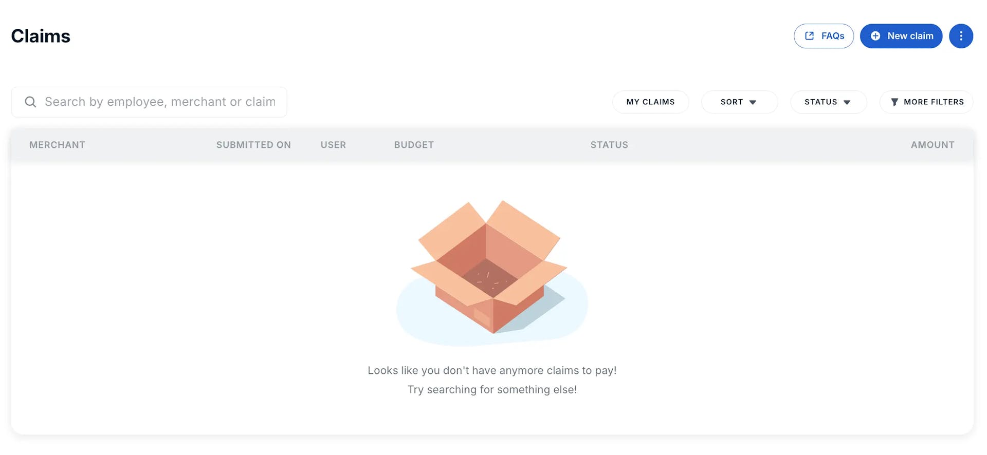 Aspire expense reimbursement claims dashboard