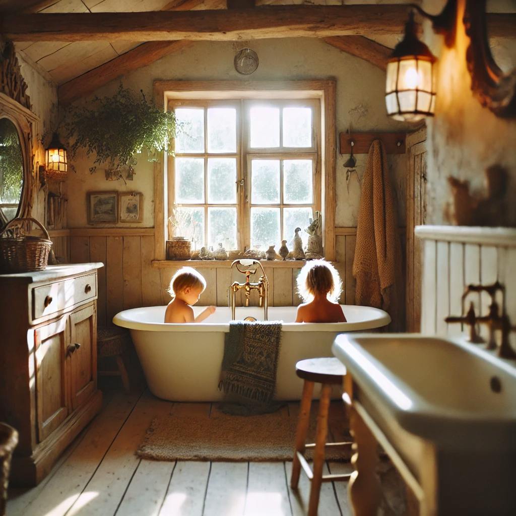 Salle de bains enfants - chauffe eau - IA