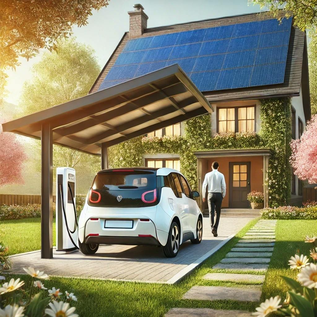 Véhicule électrique recharge - saison printemps - IA