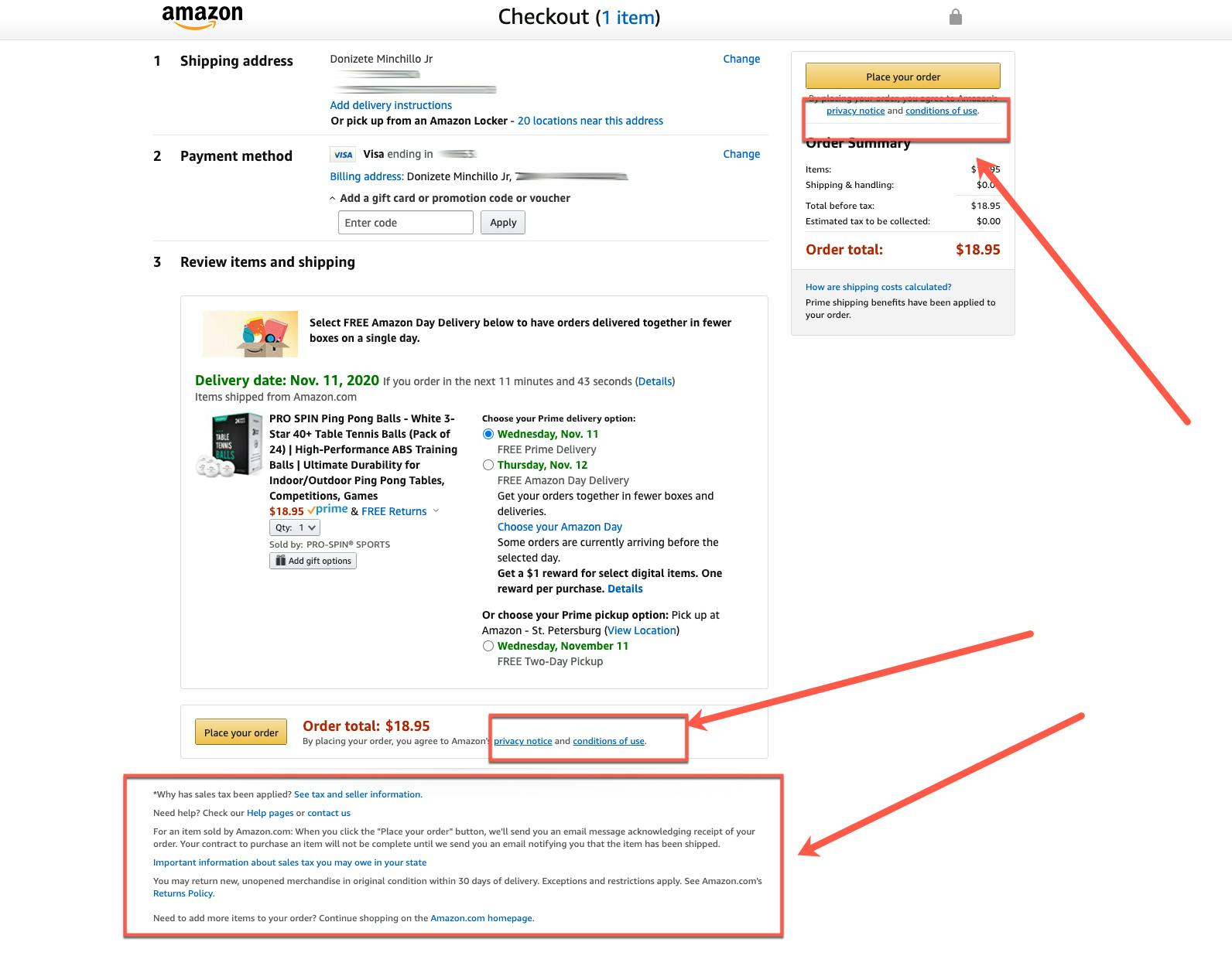 Screenshot of Amazon checkout page