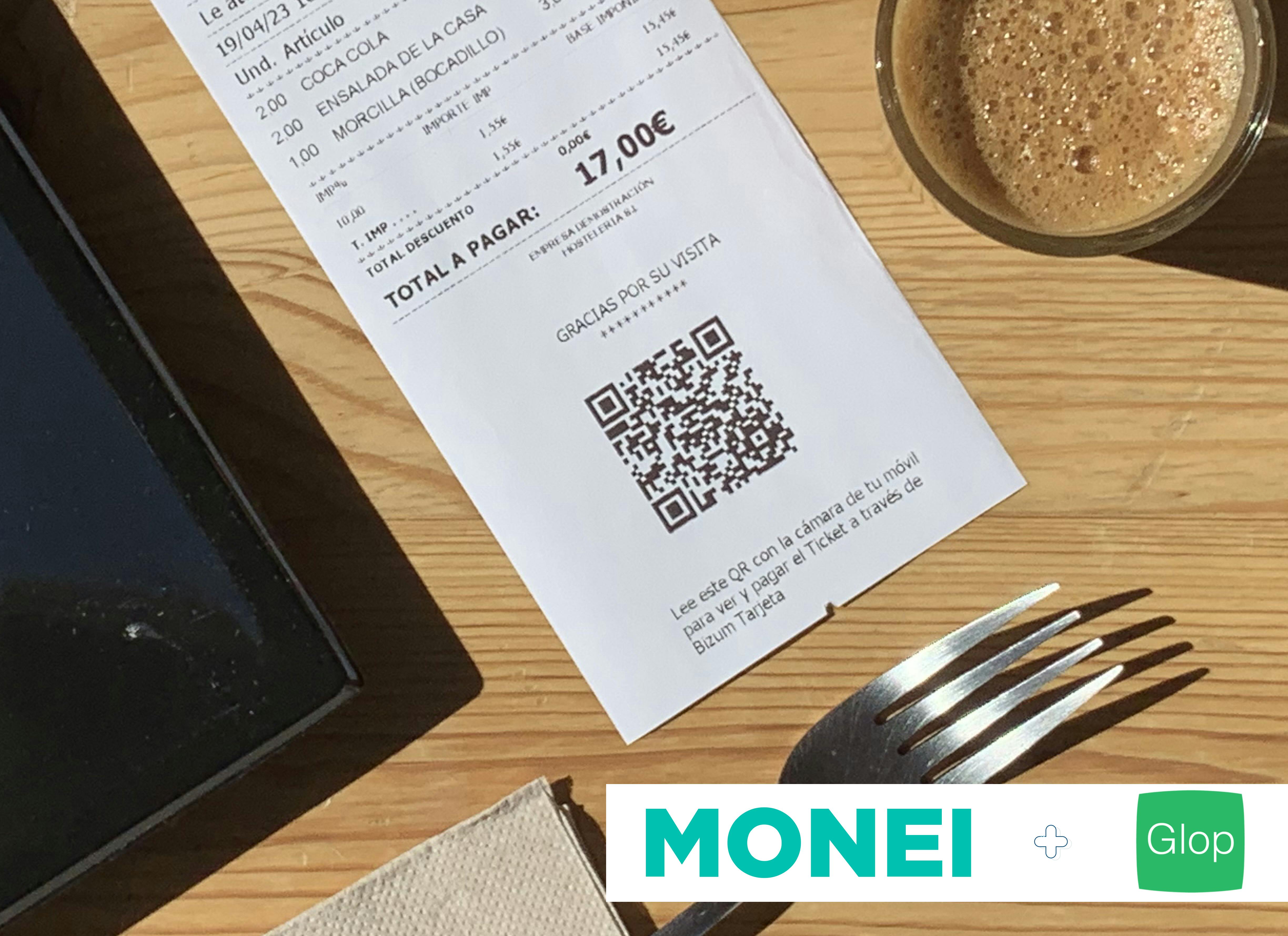 Restaurant receipt with QR code 