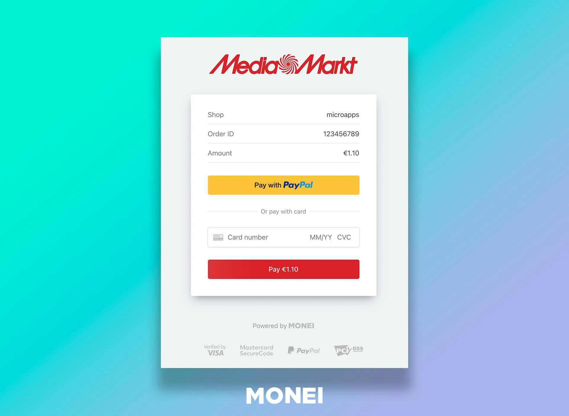 MONEI PayPal checkout button 