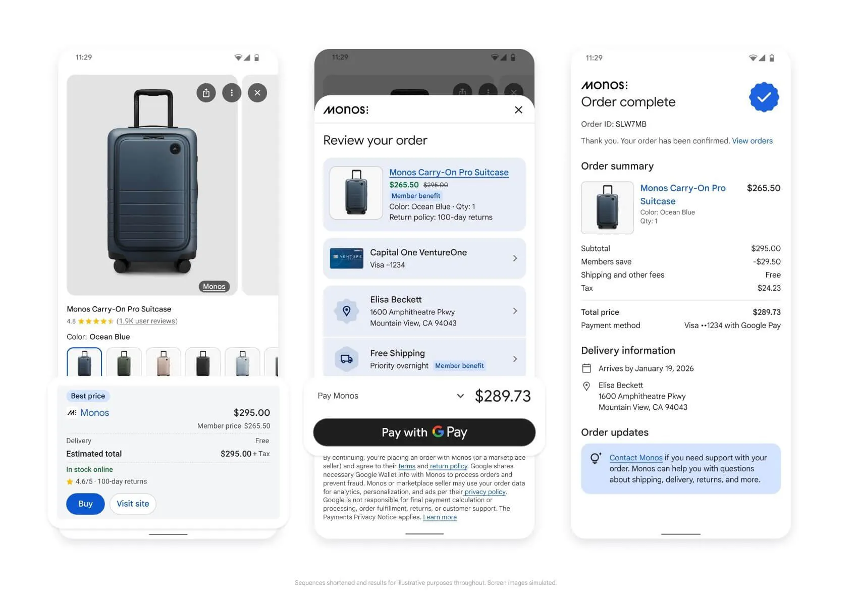 Google's UCP payment flow example