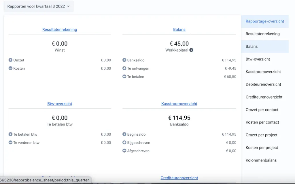 Rapporten in Moneybird