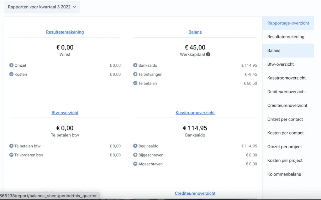 Rapporten in Moneybird