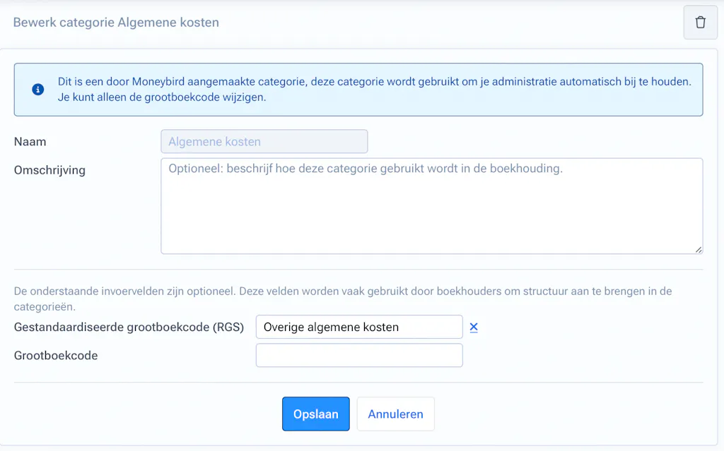 Voeg een omschrijving toe aan je categorieën.