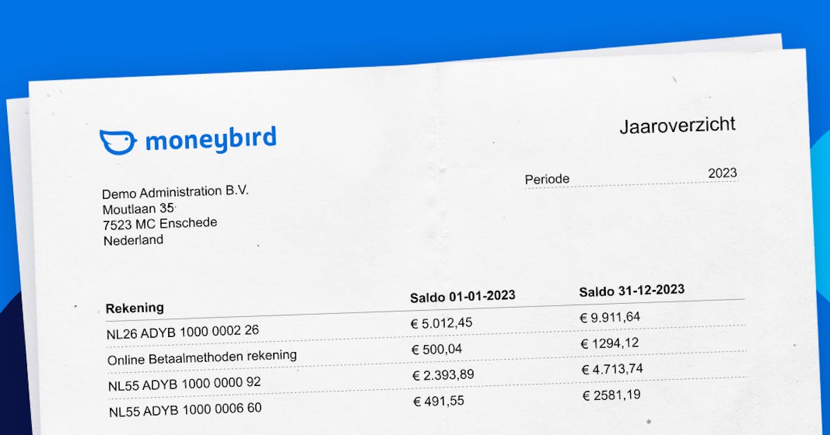 Jaaroverzicht voor je Moneybird Betaalrekening | Moneybird