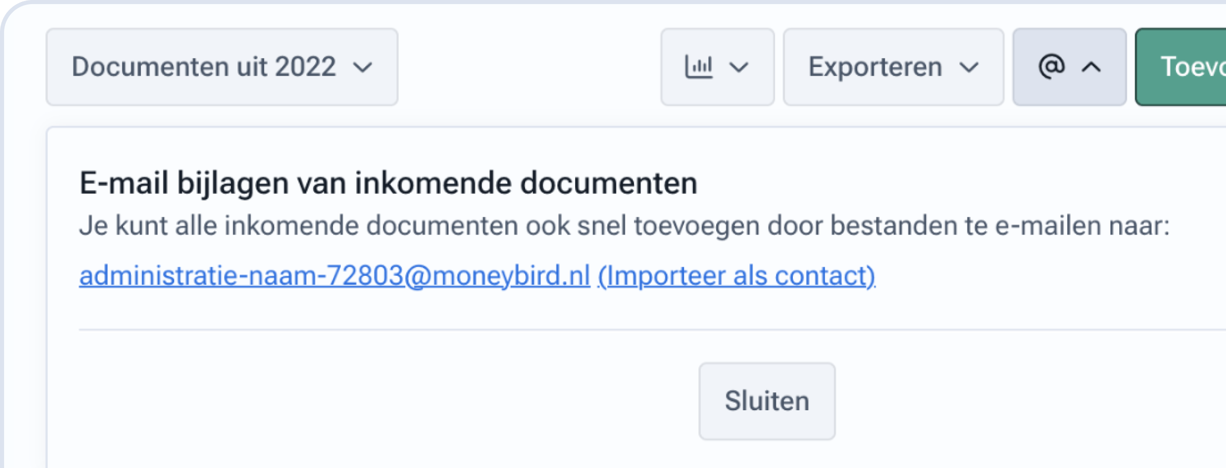 Afbeelding van pagina binnen applicatie - E-mail bijlagen van inkomende documenten