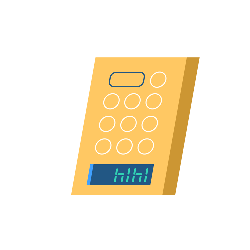Illustratie rekenmachine op zijn kop met hihi