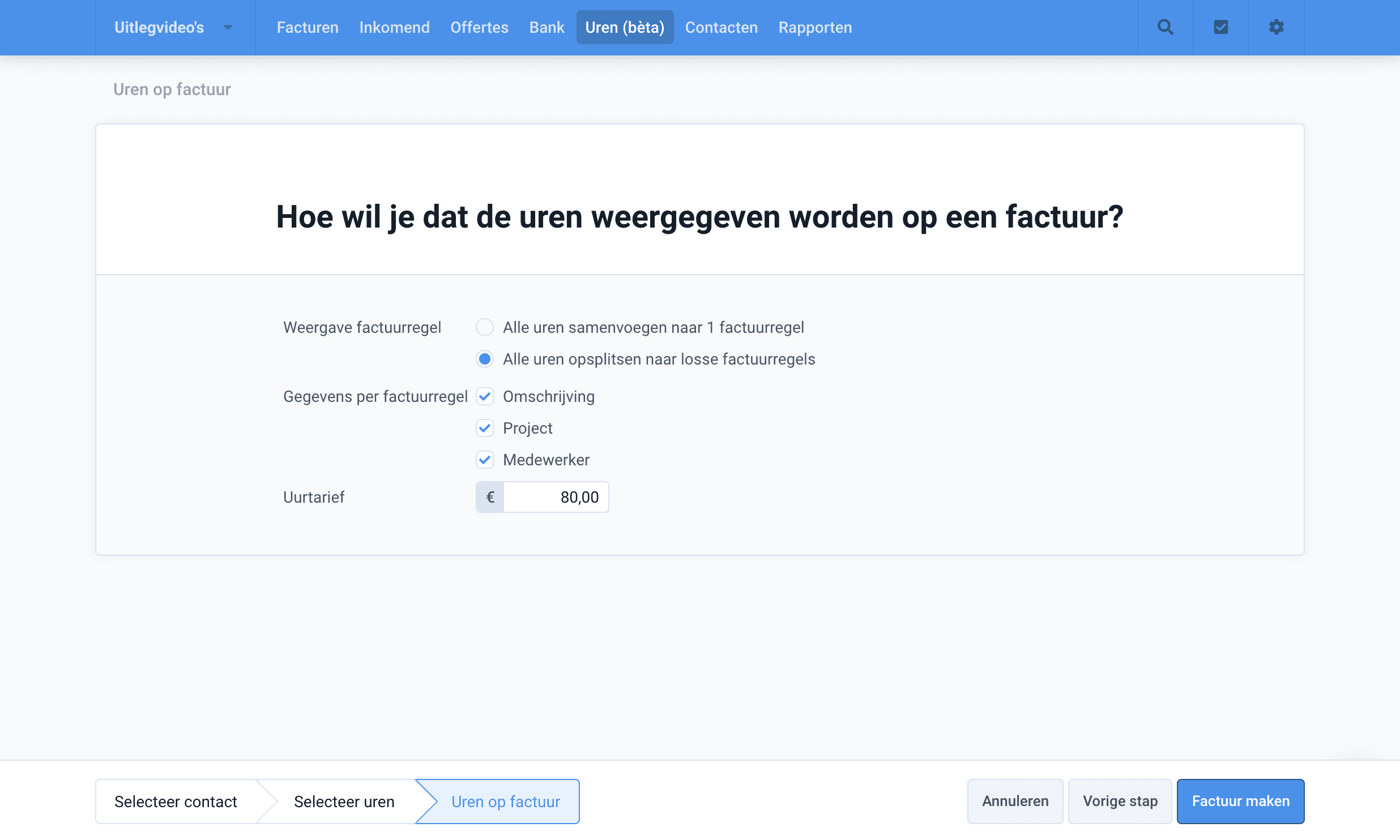 Van uur naar factuur