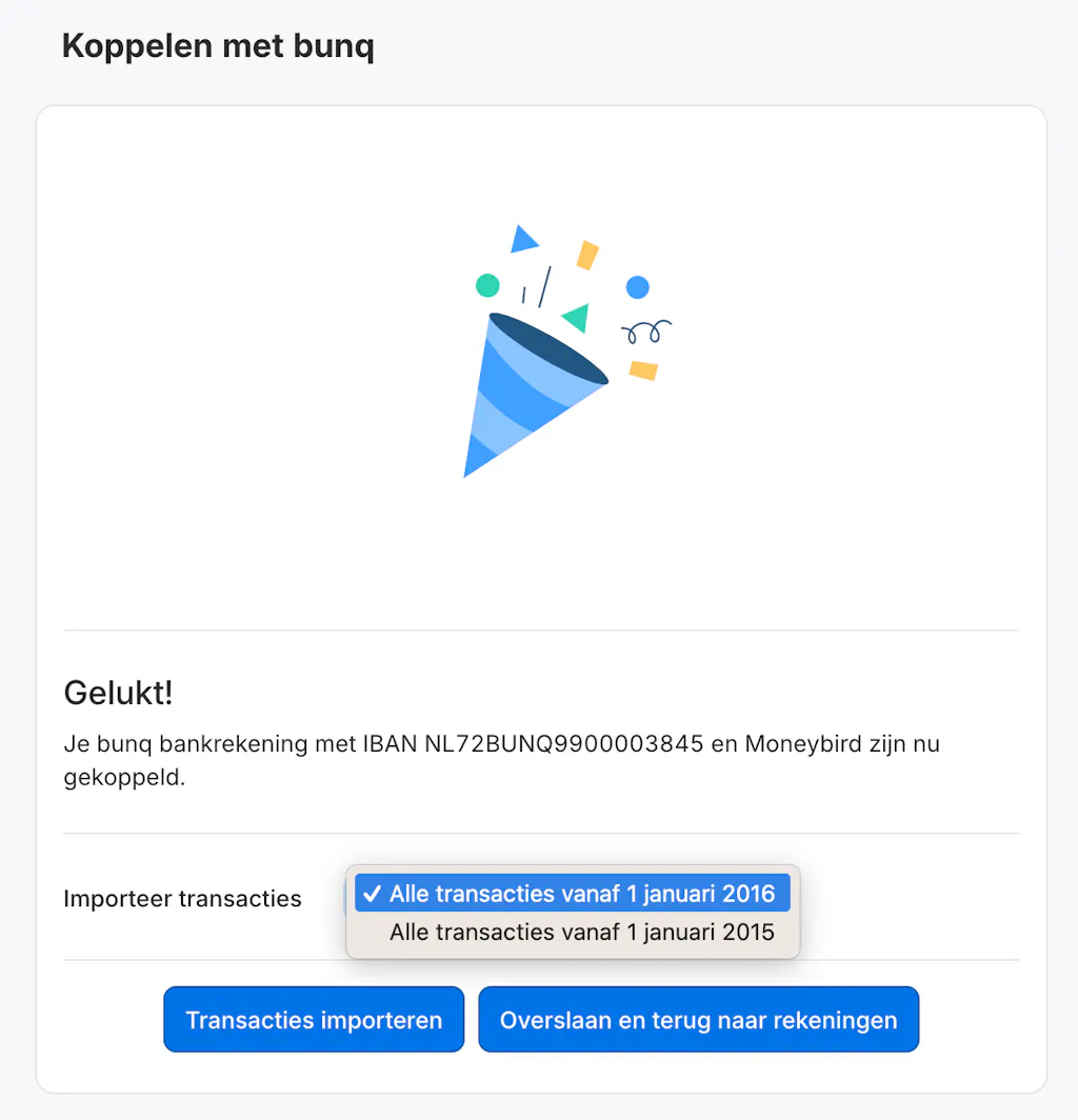 Rekening gekoppeld