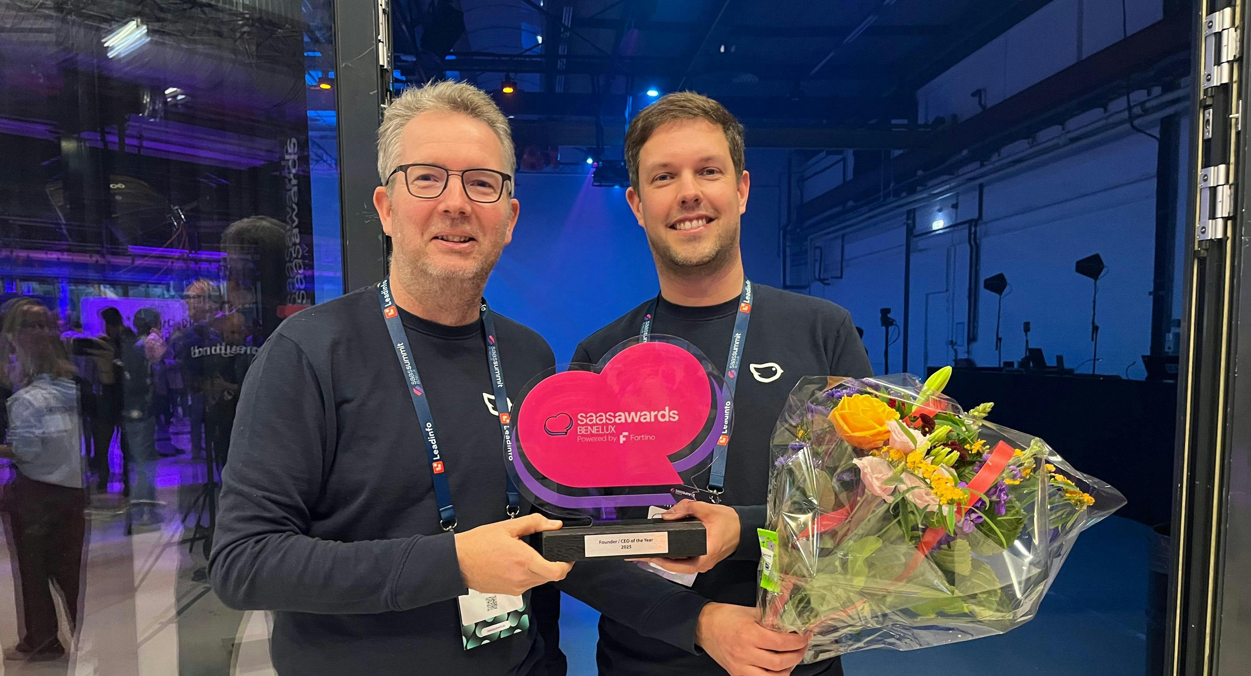 Joost Diepenmaat en Edwin Vlieg met de SaaS CEO award